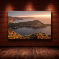Картина на полотні «озеро серед гір на світанку», 55×35 см (N1101)