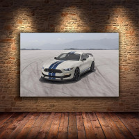 Картина на полотні «Білий спортивний автомобіль на піску» (M163), 55см×35см