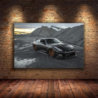 Картина на полотні «Рожевий класичний автомобіль» (M179), 55см×35см