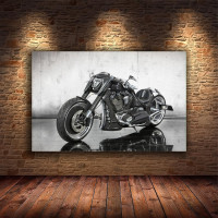 Картина на полотні «Класичний мотоцикл у чорно-білому стилі» (M201), 55см×35см