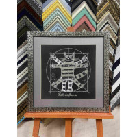 Картина вишита бісером "Кіт Да Вінчі", 43см×45см